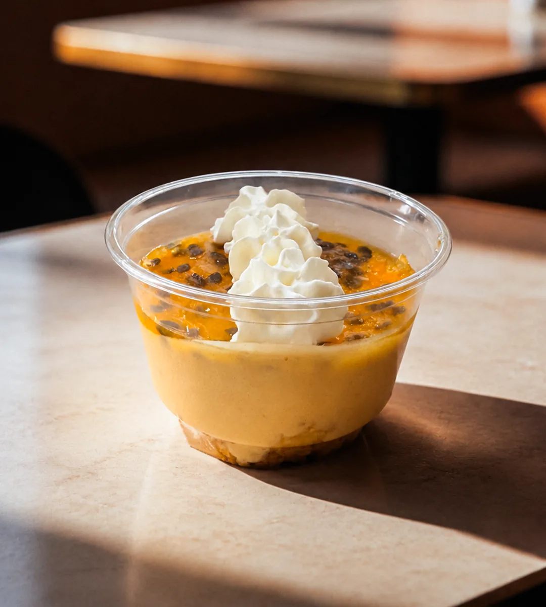 Cheesecake de maracuyá del restaurante peruano Orgastro BCN en Santa Coloma de Gramenet
